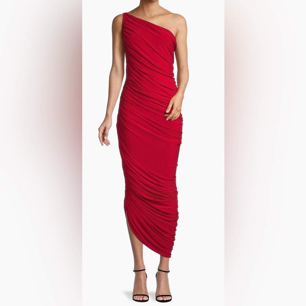 Norma Kamali Diana Ruched One-Shoulder Gown